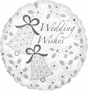 18" Wedding Wishes Bells Mylar Balloon #151
