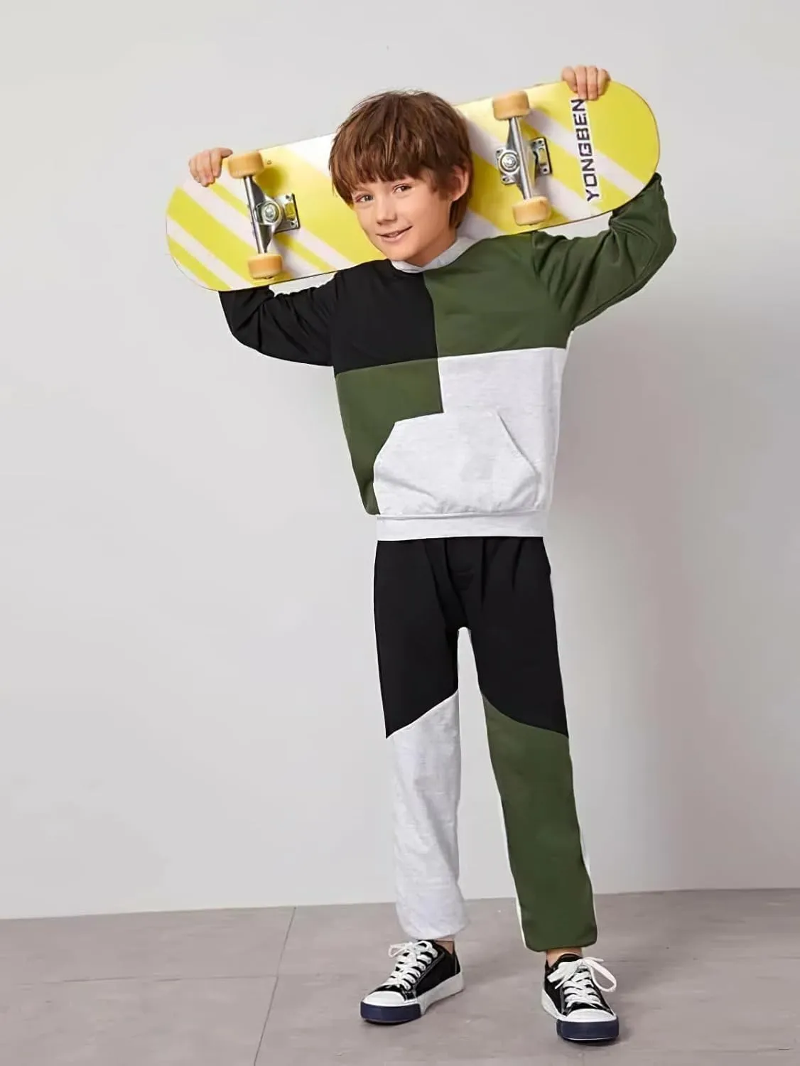 2-6T Toddler Baby Boy Clothes Color Blocking Hoodies   Pants Fall Winter Outfits