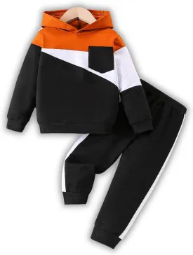 2-6T Toddler Baby Boy Clothes Color Blocking Hoodies   Pants Fall Winter Outfits