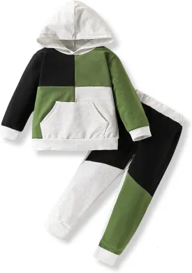 2-6T Toddler Baby Boy Clothes Color Blocking Hoodies   Pants Fall Winter Outfits
