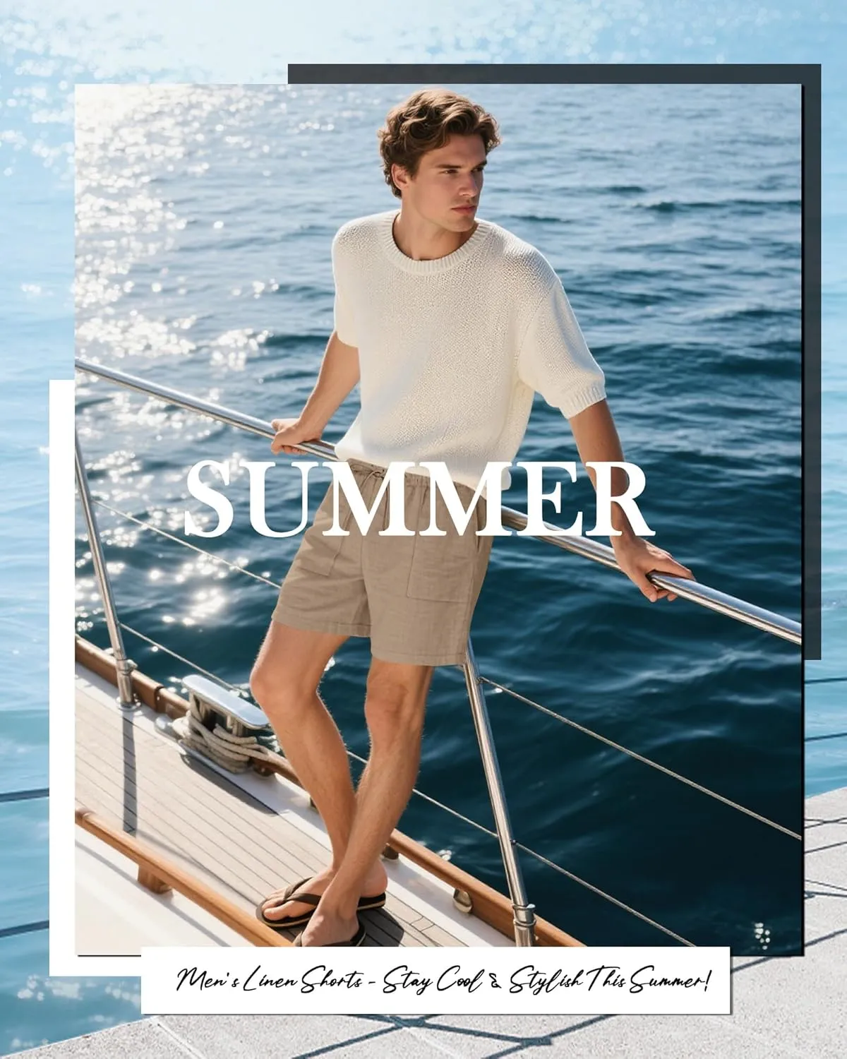 3 Pack Men's Linen Shorts, 3.5 Inch Cotton Drawstring Casual Summer Shorts Elastic Waist Beach Bottom with Pockets
