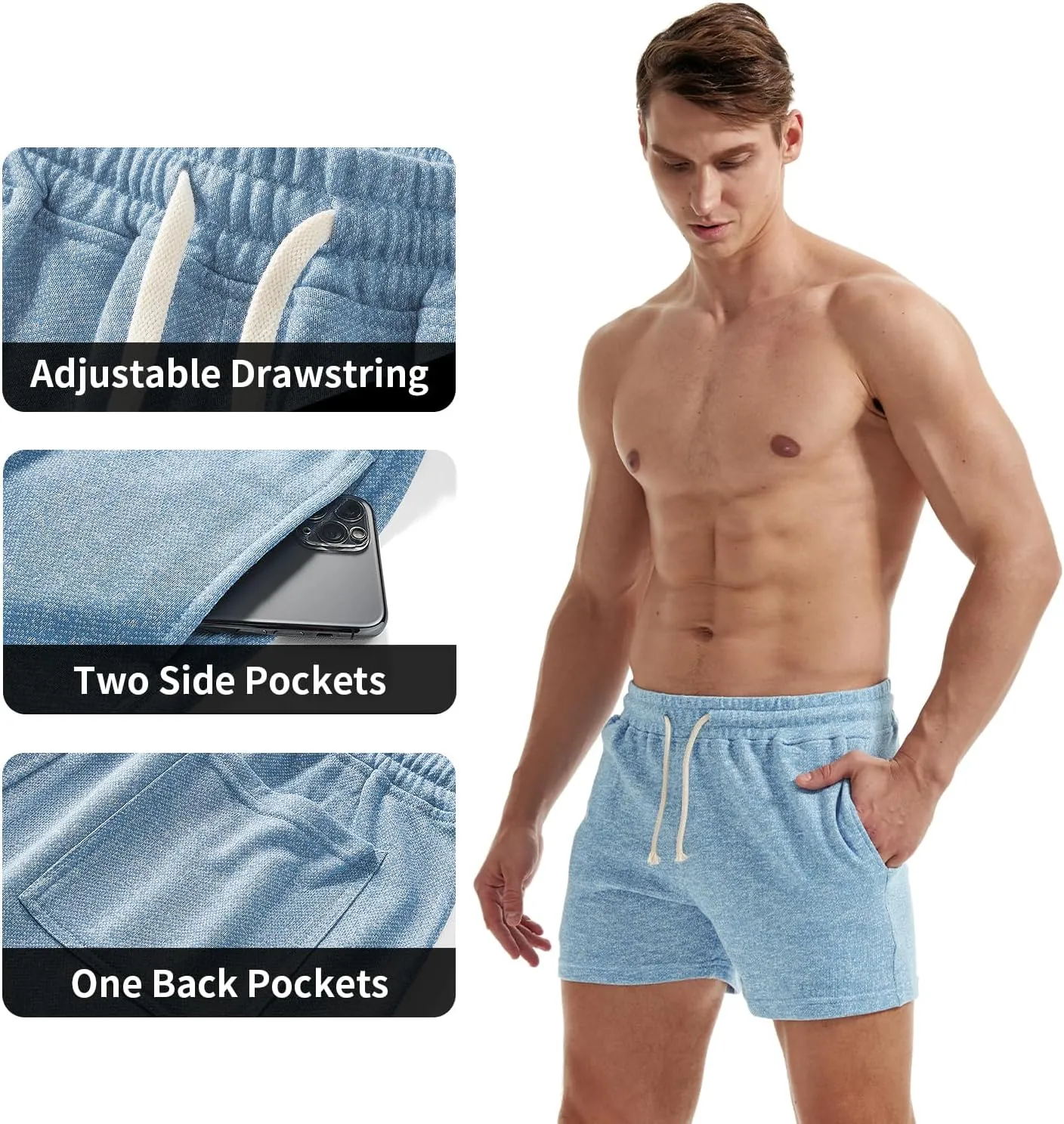 AIMPACT Mens Athletic Sweat Shorts 5.5" Elastic Waist Casual Pajama Short with Pocket Gym Workout Short Shorts for Men