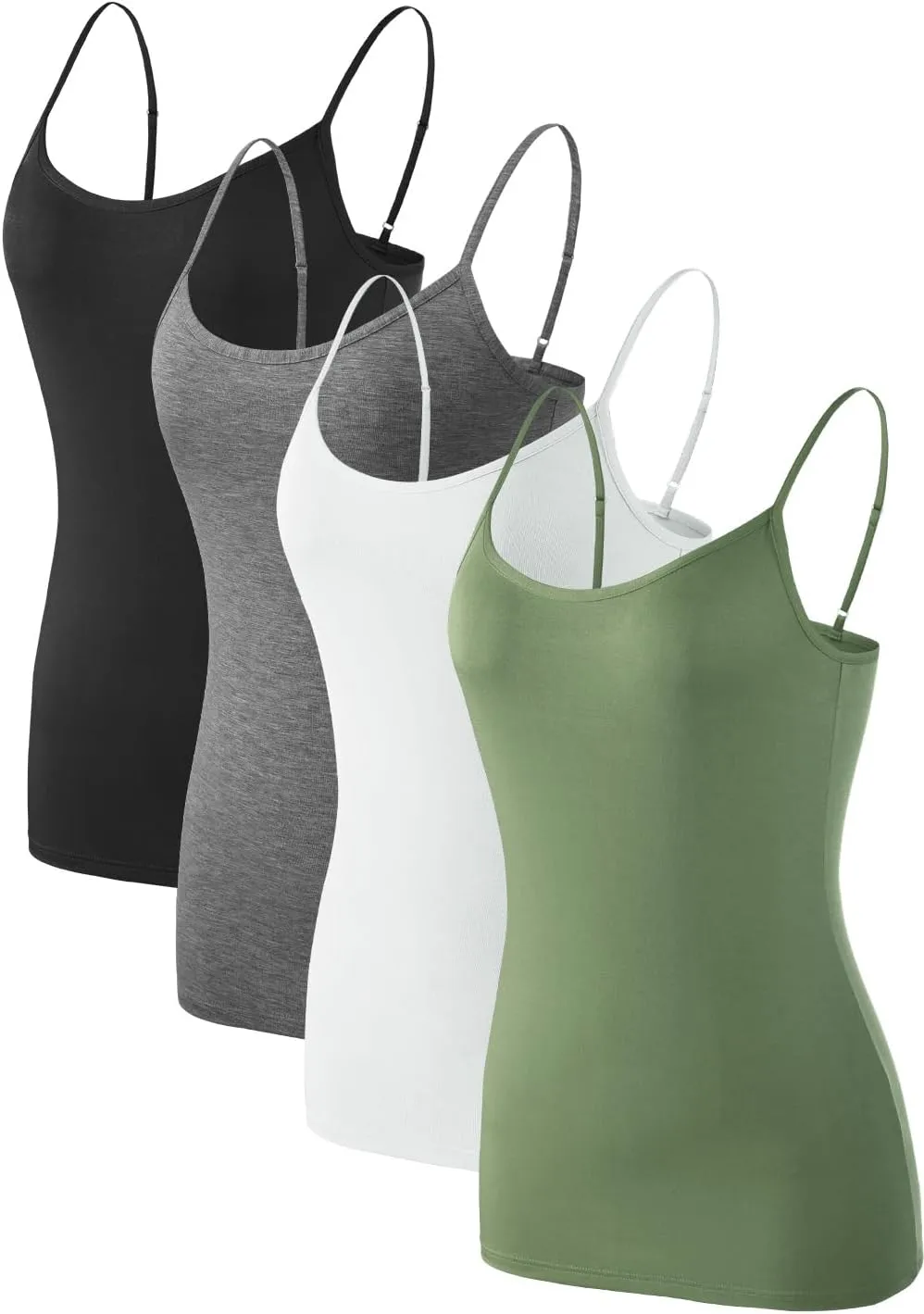 Air Curvey Women Camisole Tank Top Adjustable Straps Soft Basic Undershirts 2/4 Pack Layering Tops