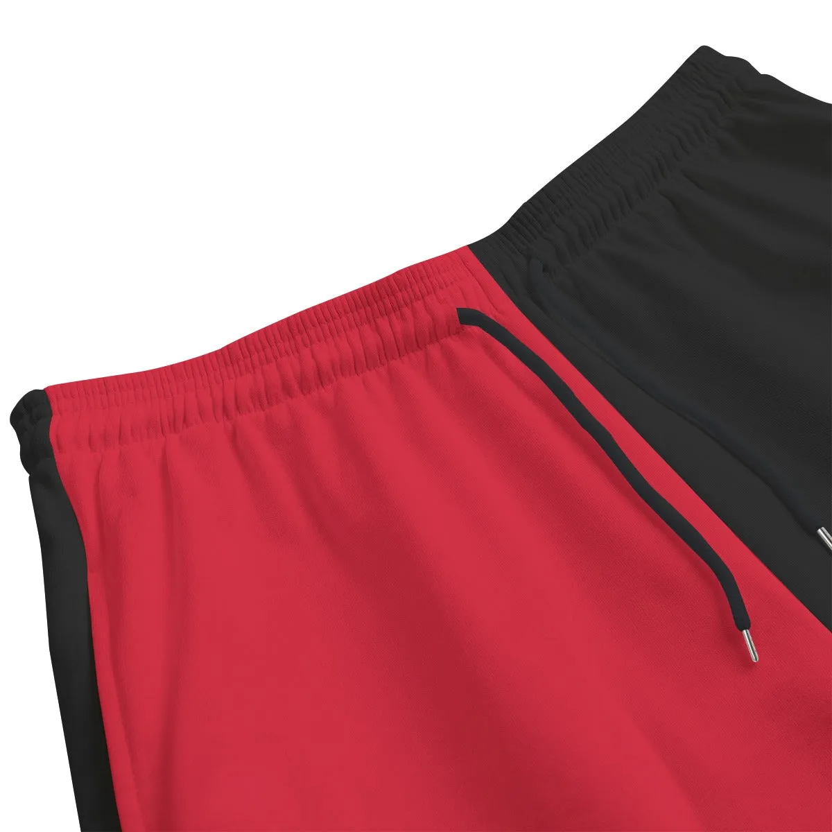AM&IS Red Color Block Men's Shorts | 100% Cotton