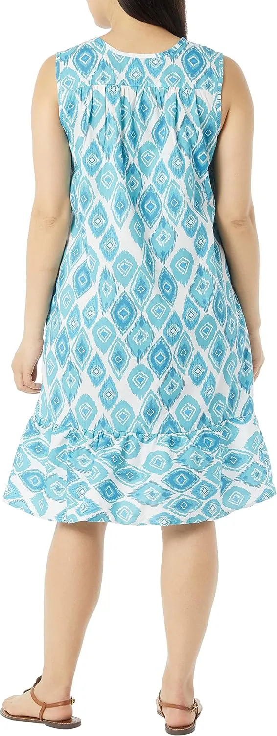 AmeriMark Womens Breezy Casual Sundress Beach Coverup Sleeveless with Side Pocket