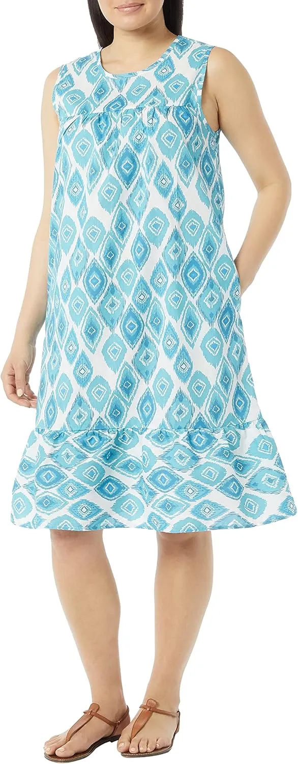AmeriMark Womens Breezy Casual Sundress Beach Coverup Sleeveless with Side Pocket