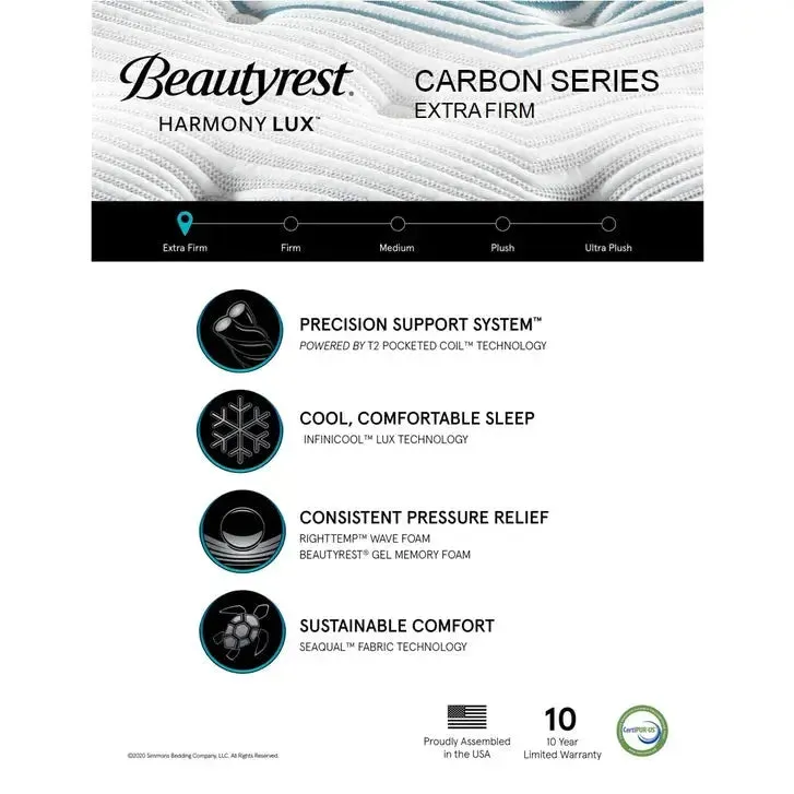 Beautyrest Harmony Lux Carbon Extra Firm 13.5 Inch Mattress
