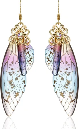 BELLA-Bee Butterfly Wing Drop Dangle Earrings Gold Plated Crystal Rhinestone for women girls wedding Jewelry
