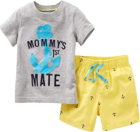 Bumeex Toddler Boy's Short Sleeve T-Shirt and Short Outfit Set 2-7T