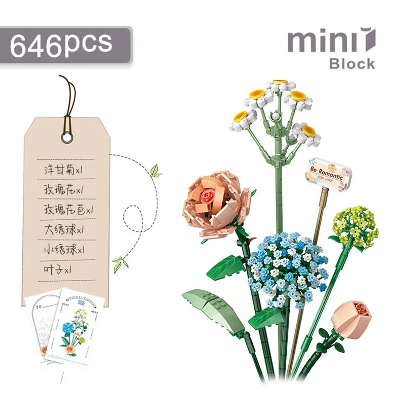 Cactus Mini Building Blocks DIY Creative Bonsai Succulent Simulation Green Plants Flowers Home Decoration Children's Toys Gifts