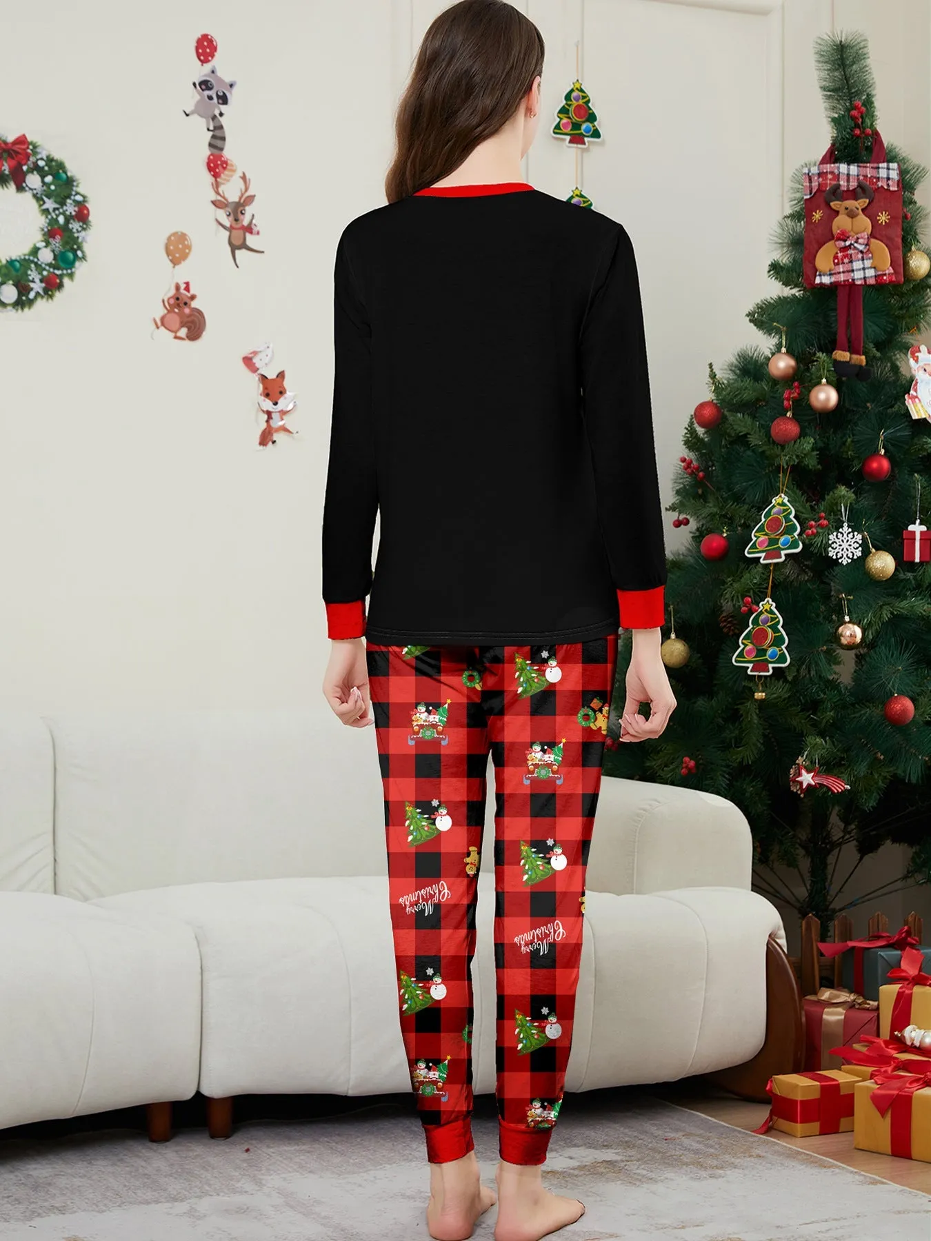 Car Snowman Printed Family Matching Christmas Pajamas Sets