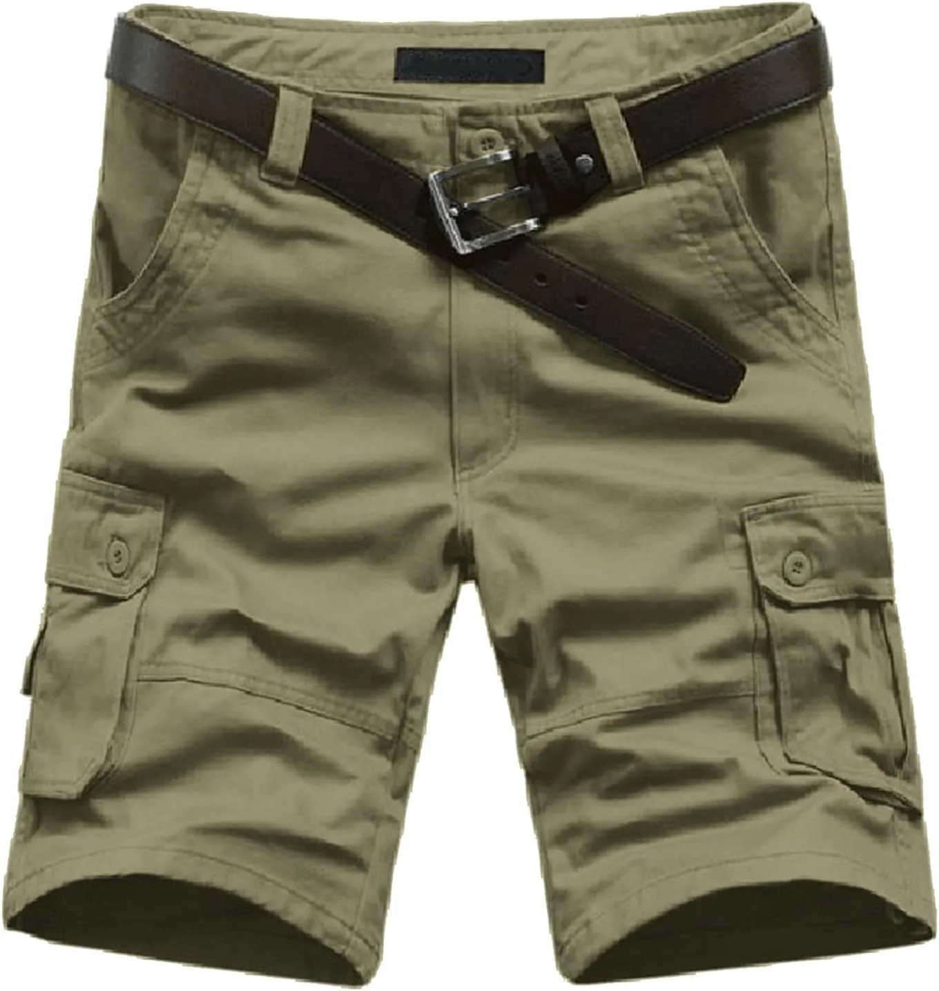 Cargo Shorts for Men Elastic Waist Flat Front Casual Pants Summer Training Tactical Workout SweatShorts with Pockets