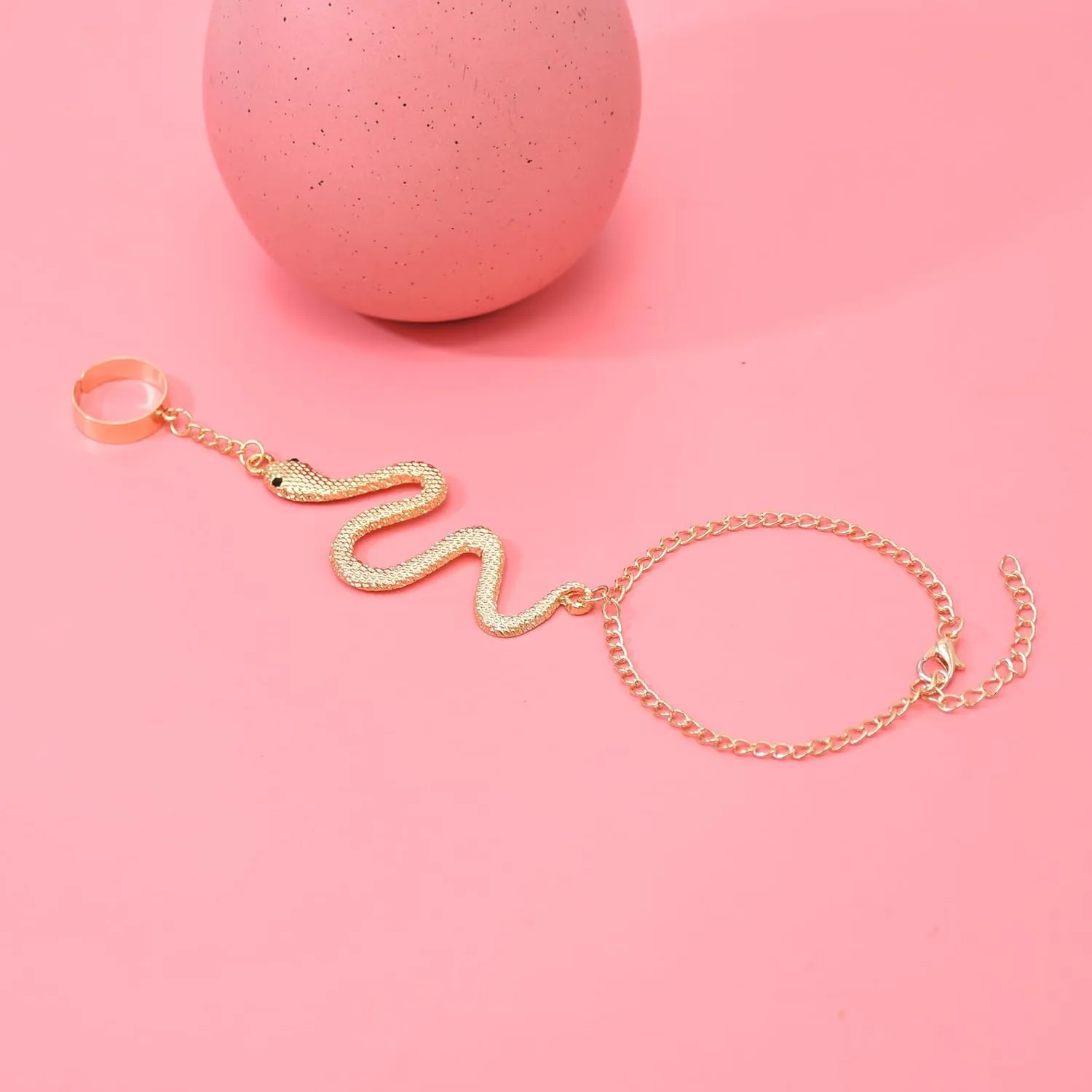 CSIYANJRY99 Snake Hand Chain Bracelet Snake Chain Finger Ring Bracelet Slave Chain Hand Harness Bracelet Snake Pearl Friendship Bracelet Jewelry Accessories