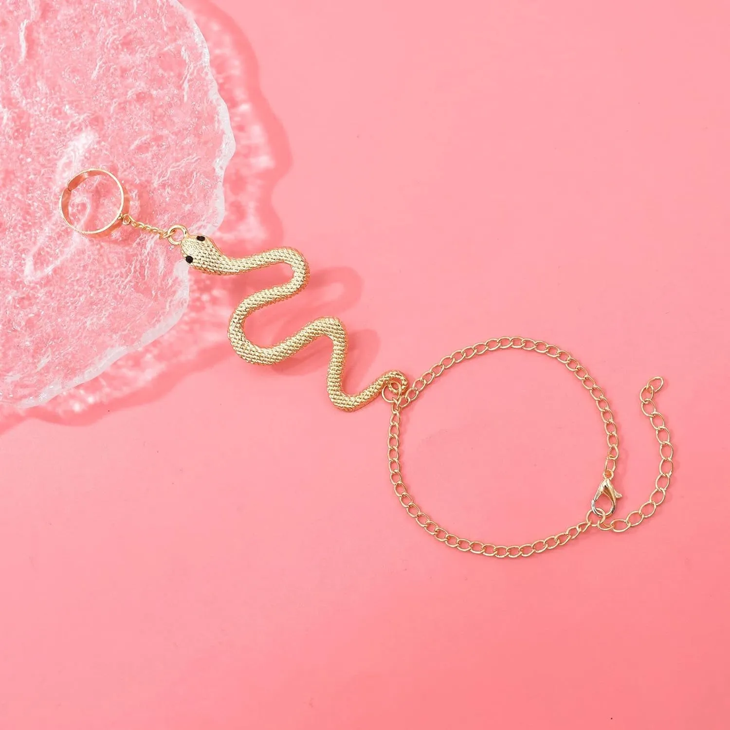 CSIYANJRY99 Snake Hand Chain Bracelet Snake Chain Finger Ring Bracelet Slave Chain Hand Harness Bracelet Snake Pearl Friendship Bracelet Jewelry Accessories