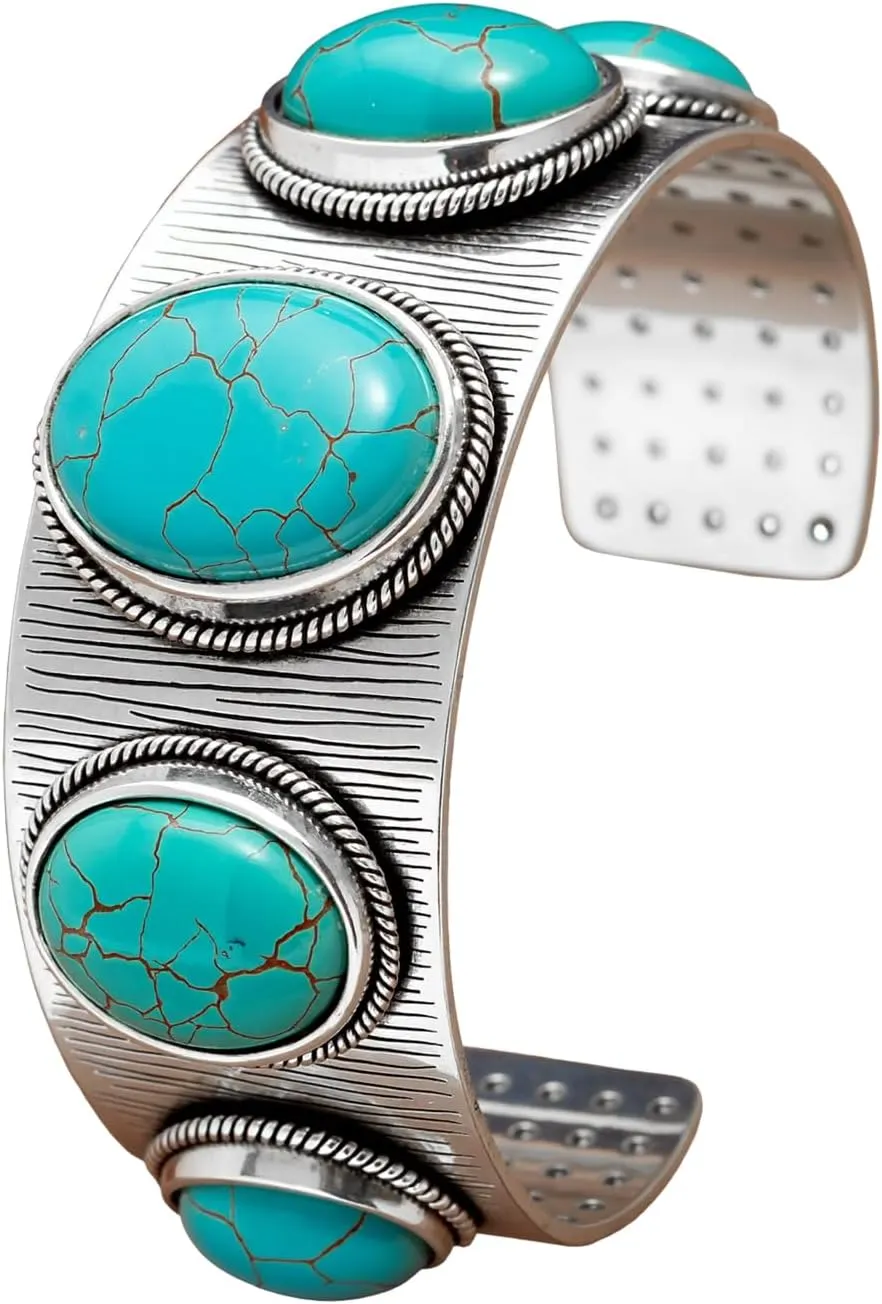 CSIYANJRY99 Western Cuff Bracelet for Women Bohemian Vintage Turquoise Cuff Bangle Bracelets Cowgirl Country Concert Rodeo Jewelry Outfits for Women