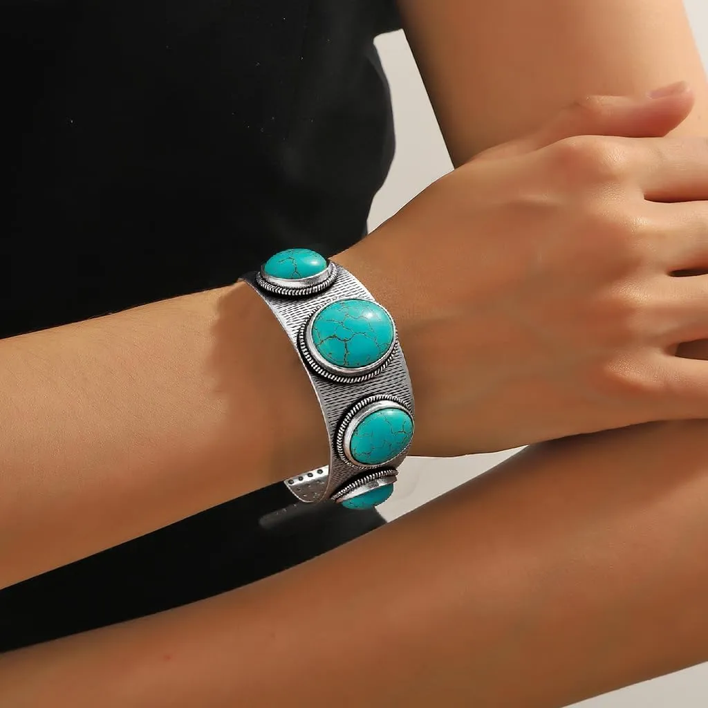 CSIYANJRY99 Western Cuff Bracelet for Women Bohemian Vintage Turquoise Cuff Bangle Bracelets Cowgirl Country Concert Rodeo Jewelry Outfits for Women
