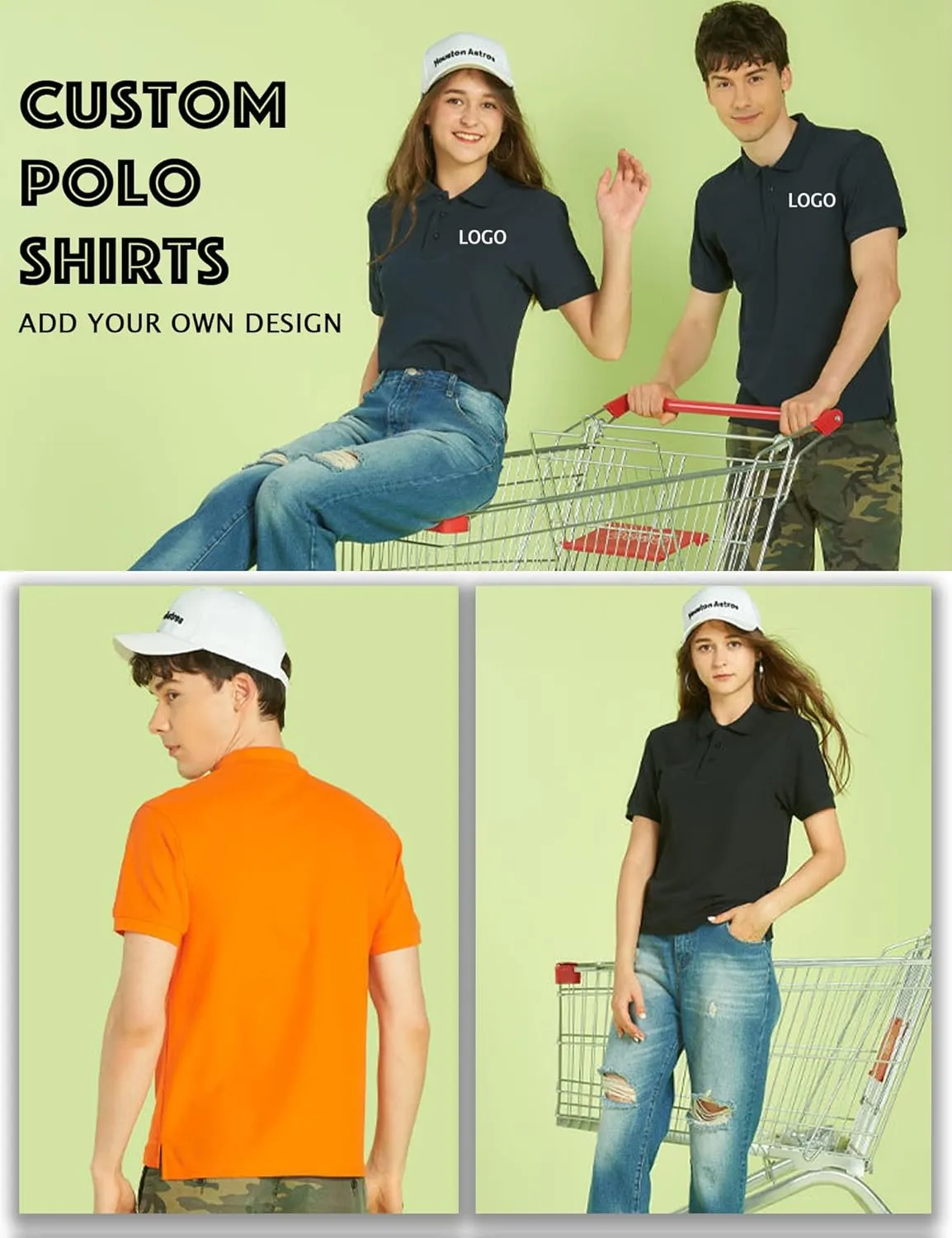 Custom Polo Shirt for Men Women Design Your Own Personalized Print Logo Photo Text Golf Tee Work Shirt