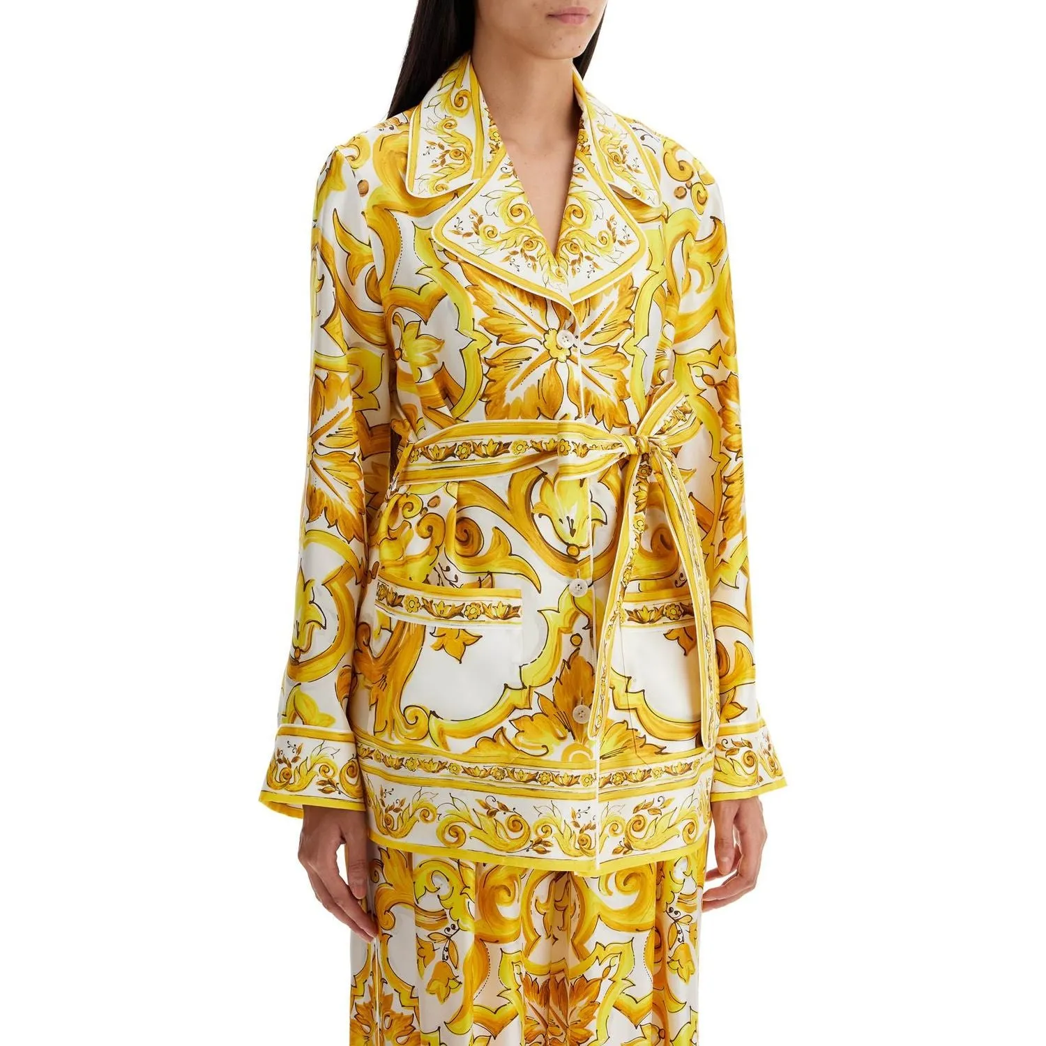 Dolce & Gabbana silk blouse with maiolica print and