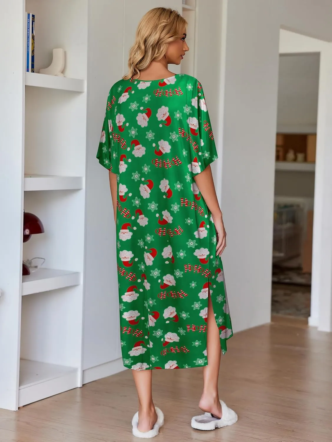 Ekouaer Women's Nightgown Short Sleeve Sleepshirt Long Loungewear Casual Maxi Lounge Dress House Dresses with Pockets