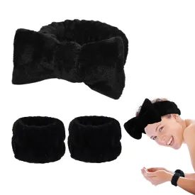 Face Wash Headband & Wrist Bands 3 Pack - Soft Fleece Spa Headbands for Face Washing & Makeup