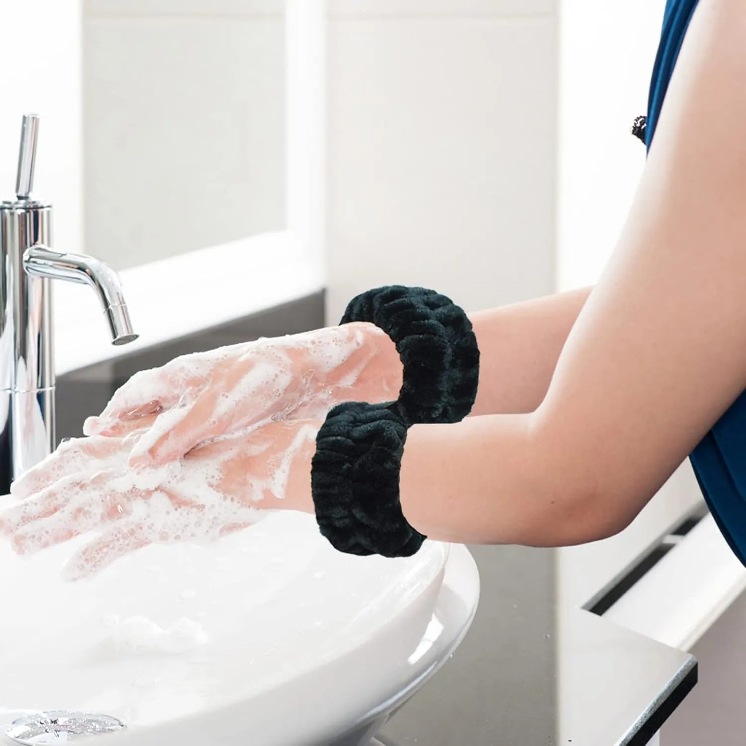 Face Wash Headband & Wrist Bands 3 Pack - Soft Fleece Spa Headbands for Face Washing & Makeup