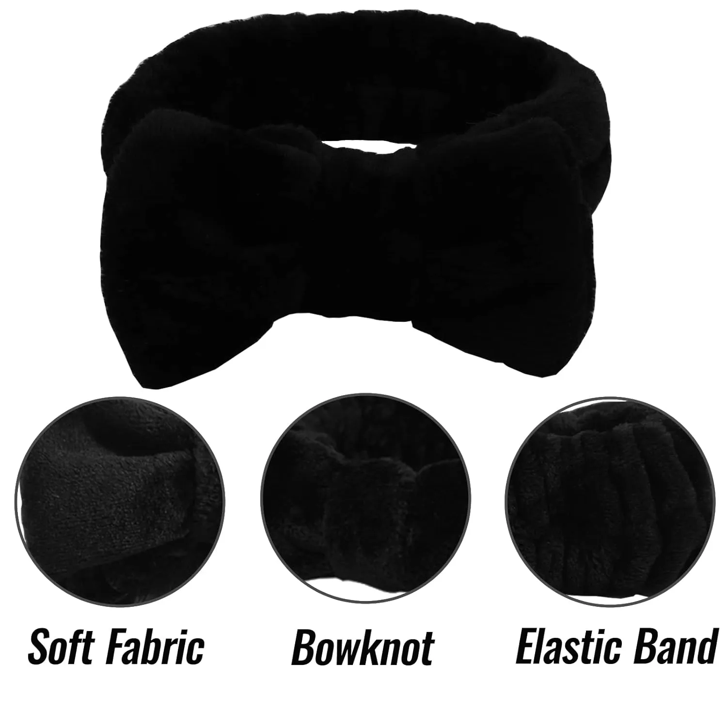 Face Wash Headband & Wrist Bands 3 Pack - Soft Fleece Spa Headbands for Face Washing & Makeup