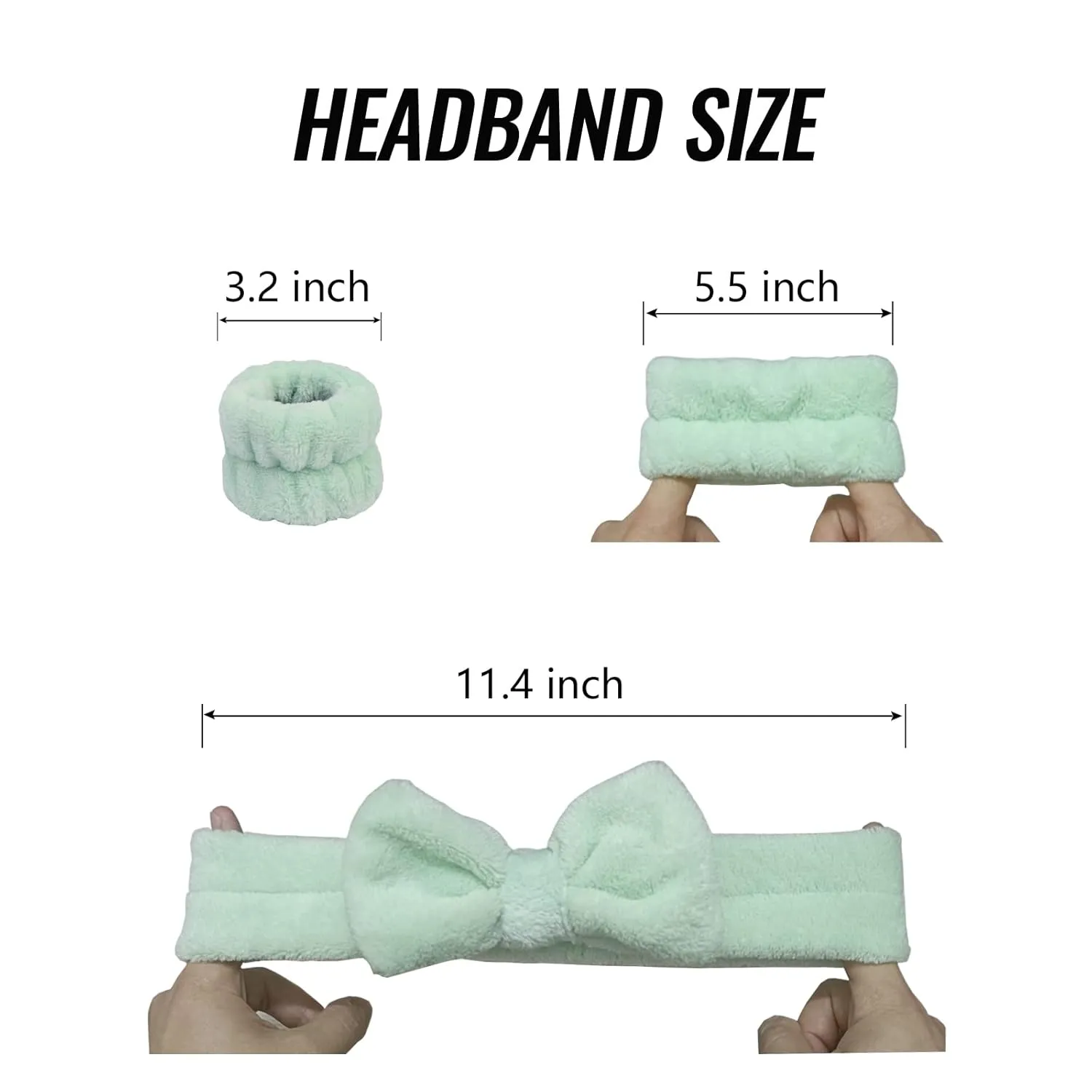 Face Wash Headband & Wrist Bands 3 Pack - Soft Makeup Headband Spa Set