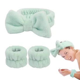 Face Wash Headband & Wrist Bands 3 Pack - Soft Makeup Headband Spa Set