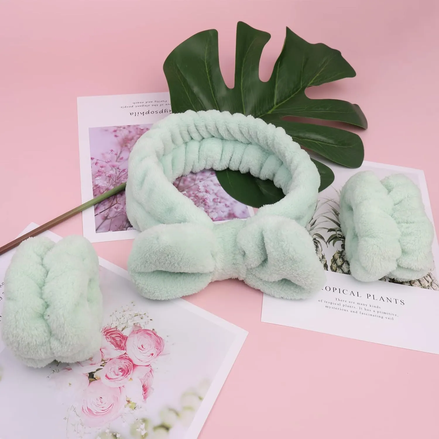 Face Wash Headband & Wrist Bands 3 Pack - Soft Makeup Headband Spa Set