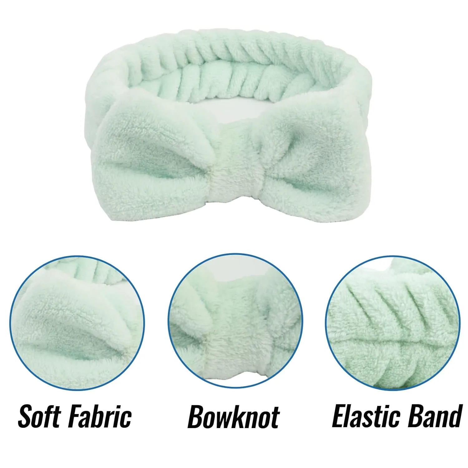 Face Wash Headband & Wrist Bands 3 Pack - Soft Makeup Headband Spa Set