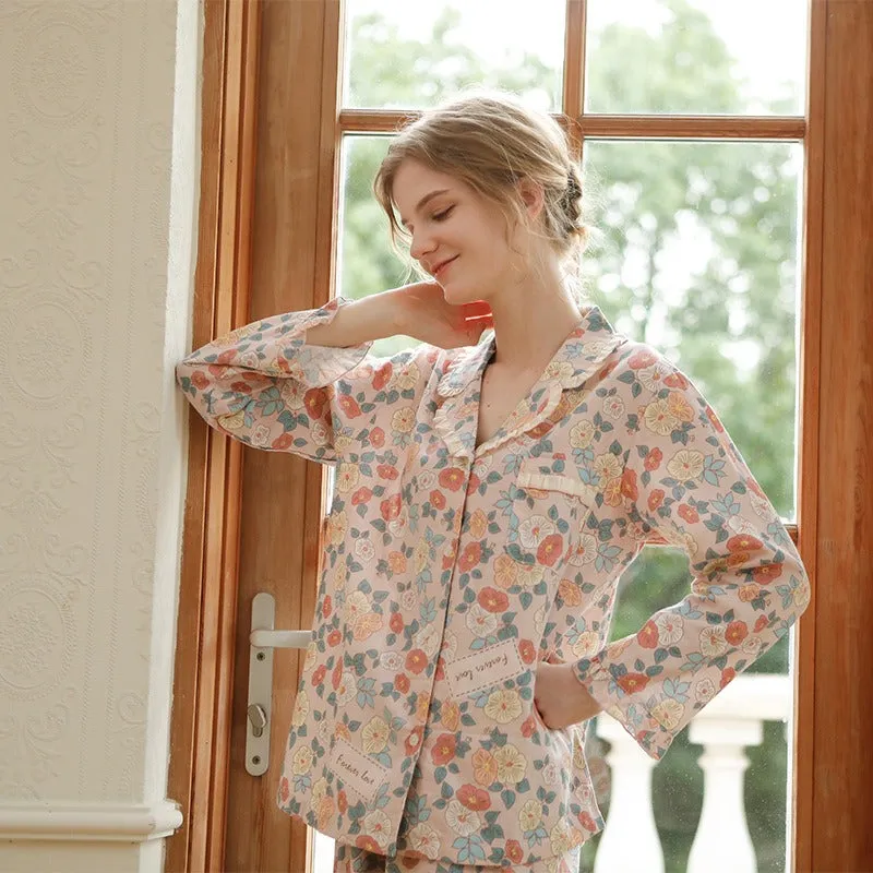 Floral Long Sleeve Top and Pants Pajama Set