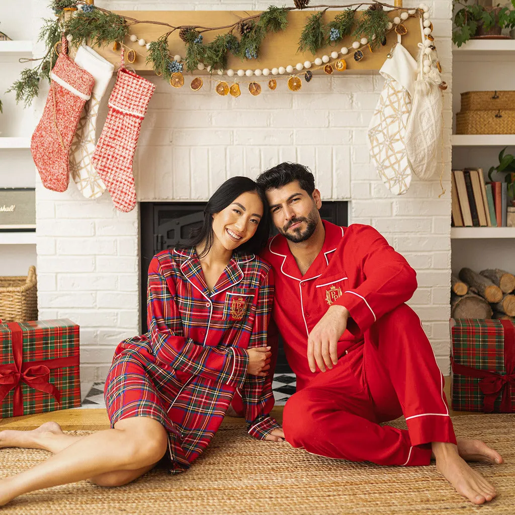 Garnet Red Men's Flannelette Pajama Set