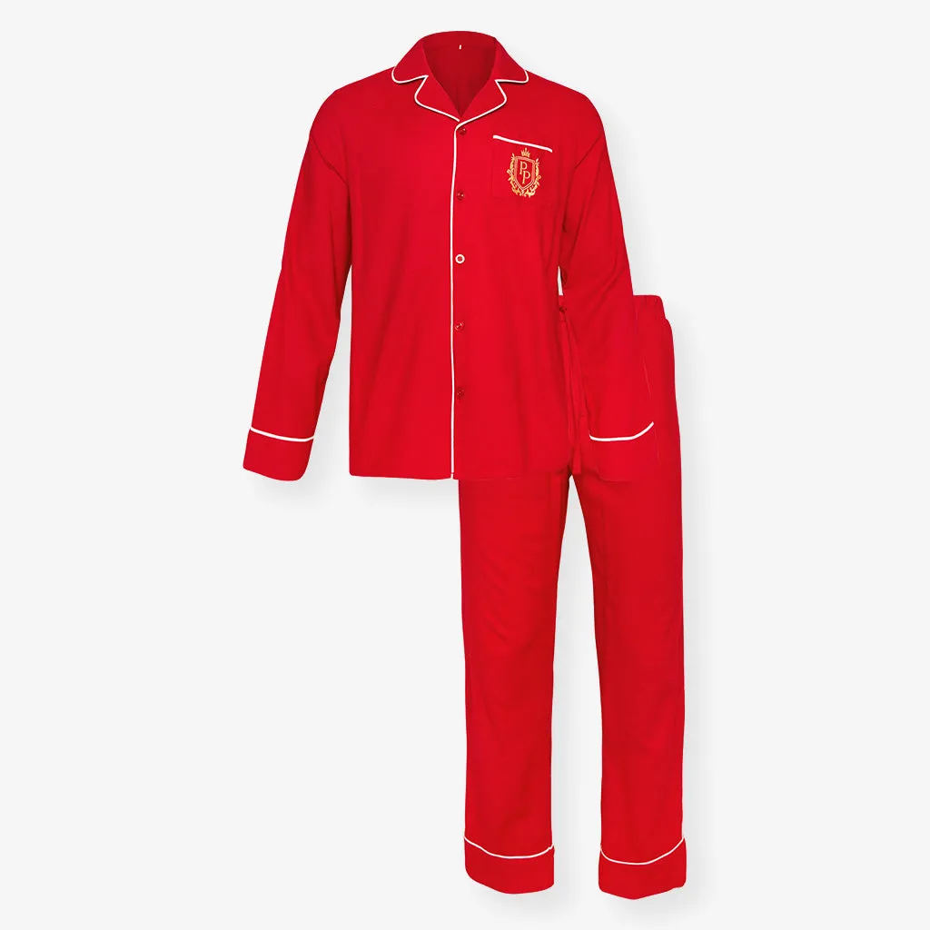 Garnet Red Men's Flannelette Pajama Set