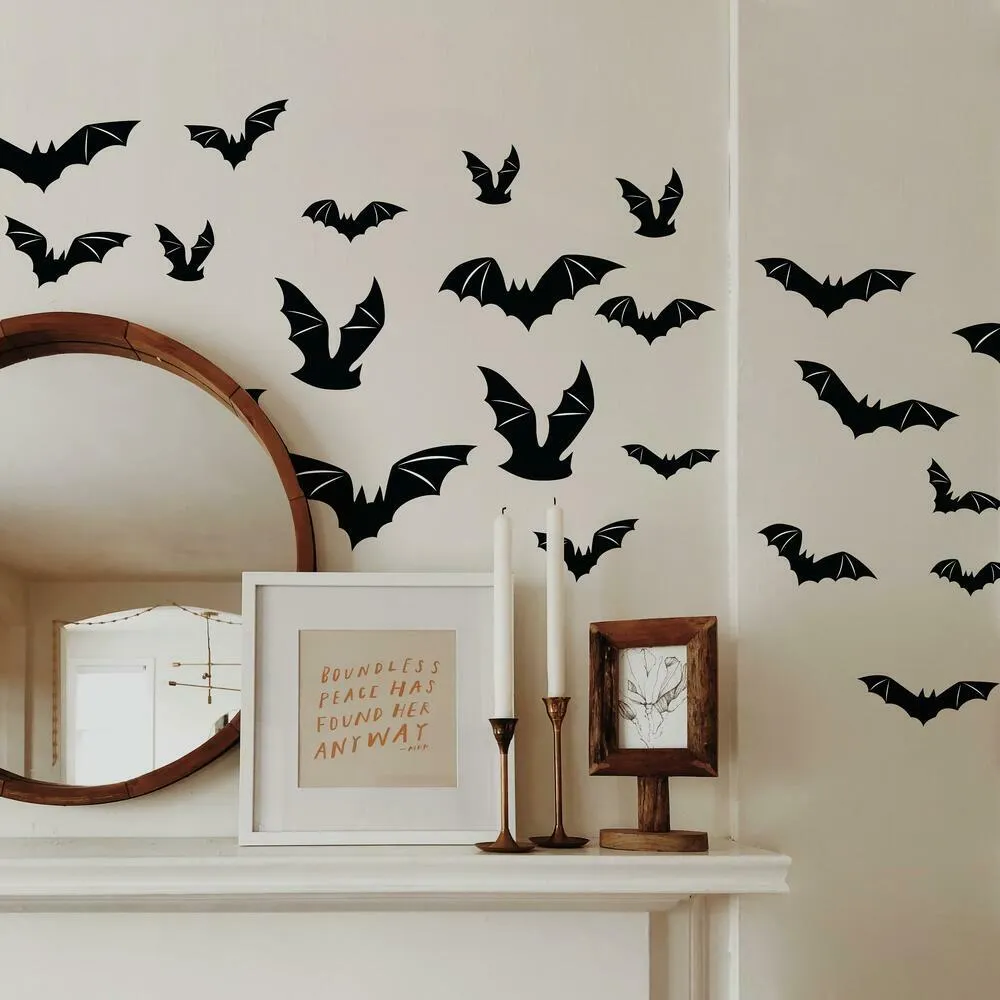 Halloween Black Bats Peel and Stick Wall Decals