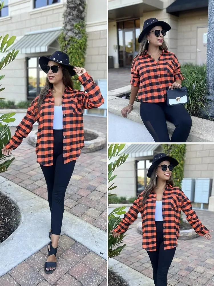 HOTOUCH Womens Flannel Plaid Shirts Cotton Casual Long Sleeve Blouse Classic Collared Button Down 2025 Fall Tops S-2XL