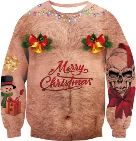 Idgreatim Unisex Ugly Christmas Crewneck Sweatshirt Novelty 3D Graphic Long Sleeve Sweater Shirt
