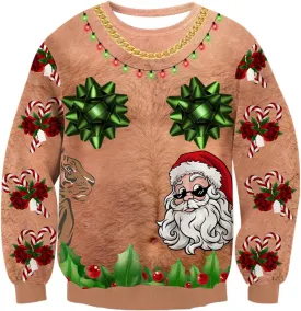 Idgreatim Unisex Ugly Christmas Crewneck Sweatshirt Novelty 3D Graphic Long Sleeve Sweater Shirt