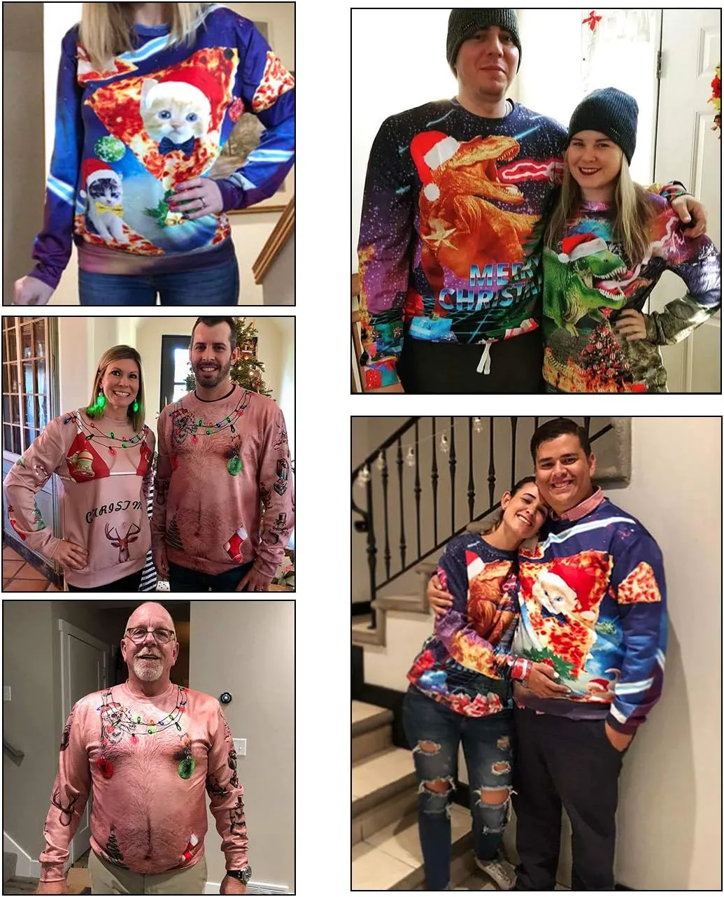 Idgreatim Unisex Ugly Christmas Crewneck Sweatshirt Novelty 3D Graphic Long Sleeve Sweater Shirt