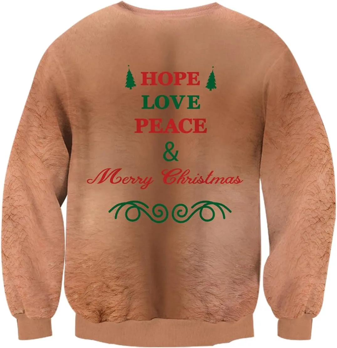 Idgreatim Unisex Ugly Christmas Crewneck Sweatshirt Novelty 3D Graphic Long Sleeve Sweater Shirt