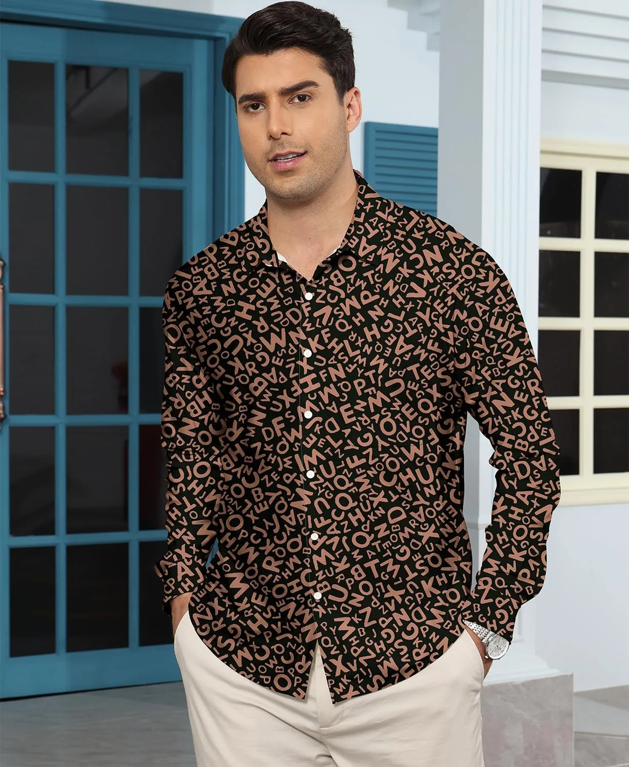 KYKU Mens Long Sleeve Shirt: Fashion Button Down Casual Shirts for Men with Pocket