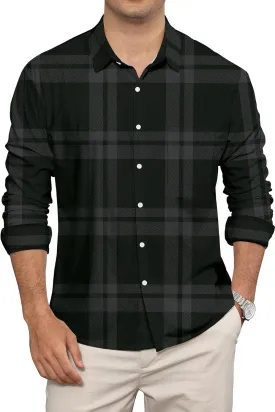 KYKU Mens Long Sleeve Shirt: Fashion Button Down Casual Shirts for Men with Pocket