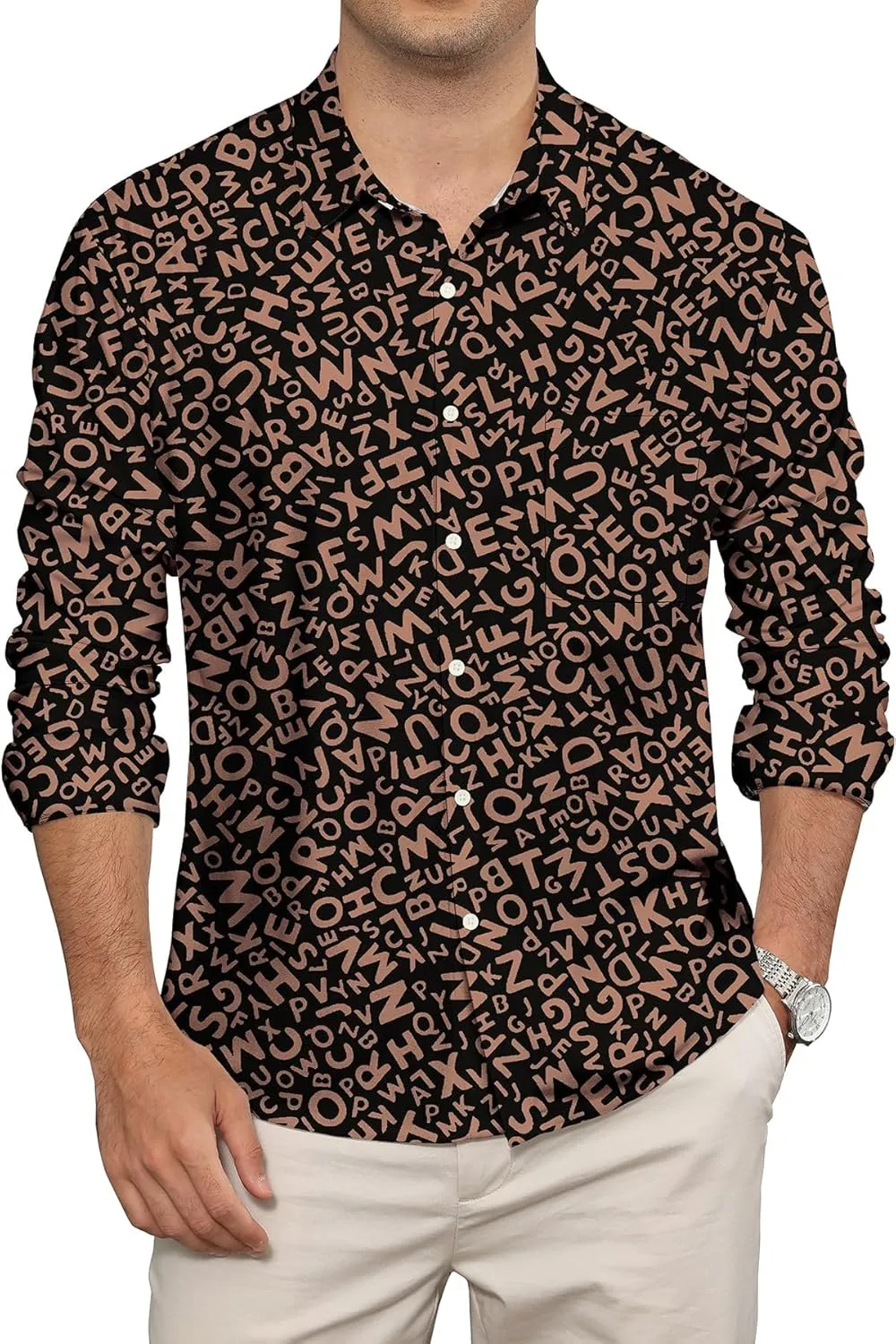 KYKU Mens Long Sleeve Shirt: Fashion Button Down Casual Shirts for Men with Pocket