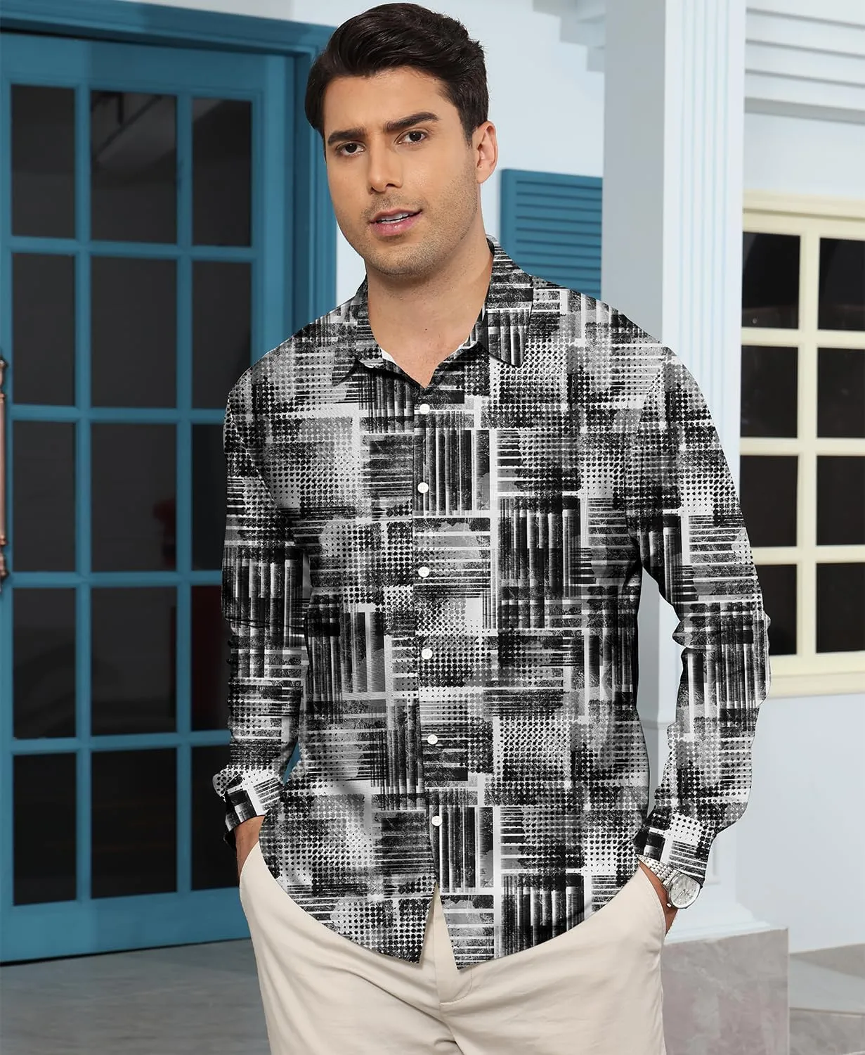 KYKU Mens Long Sleeve Shirt: Fashion Button Down Casual Shirts for Men with Pocket