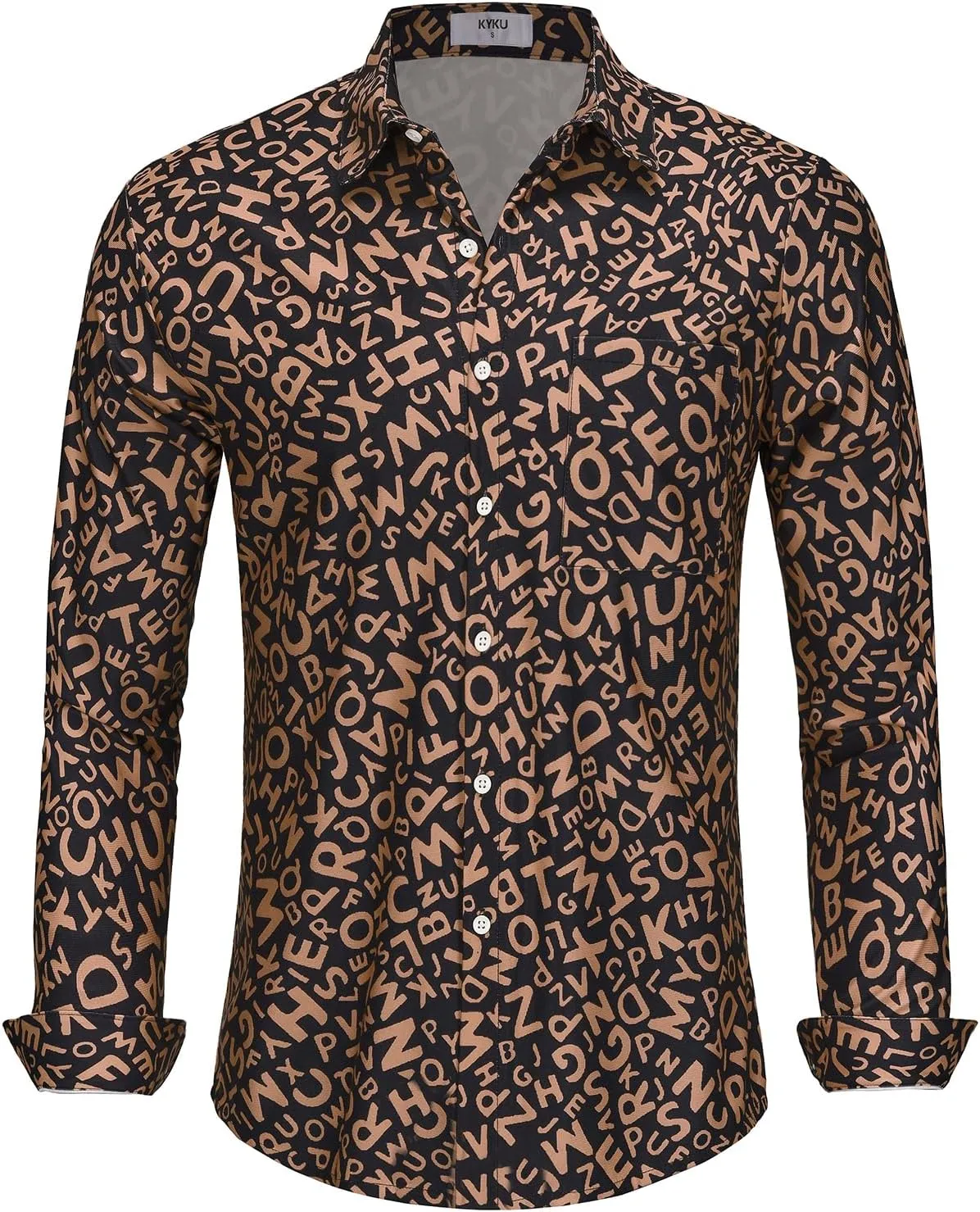 KYKU Mens Long Sleeve Shirt: Fashion Button Down Casual Shirts for Men with Pocket