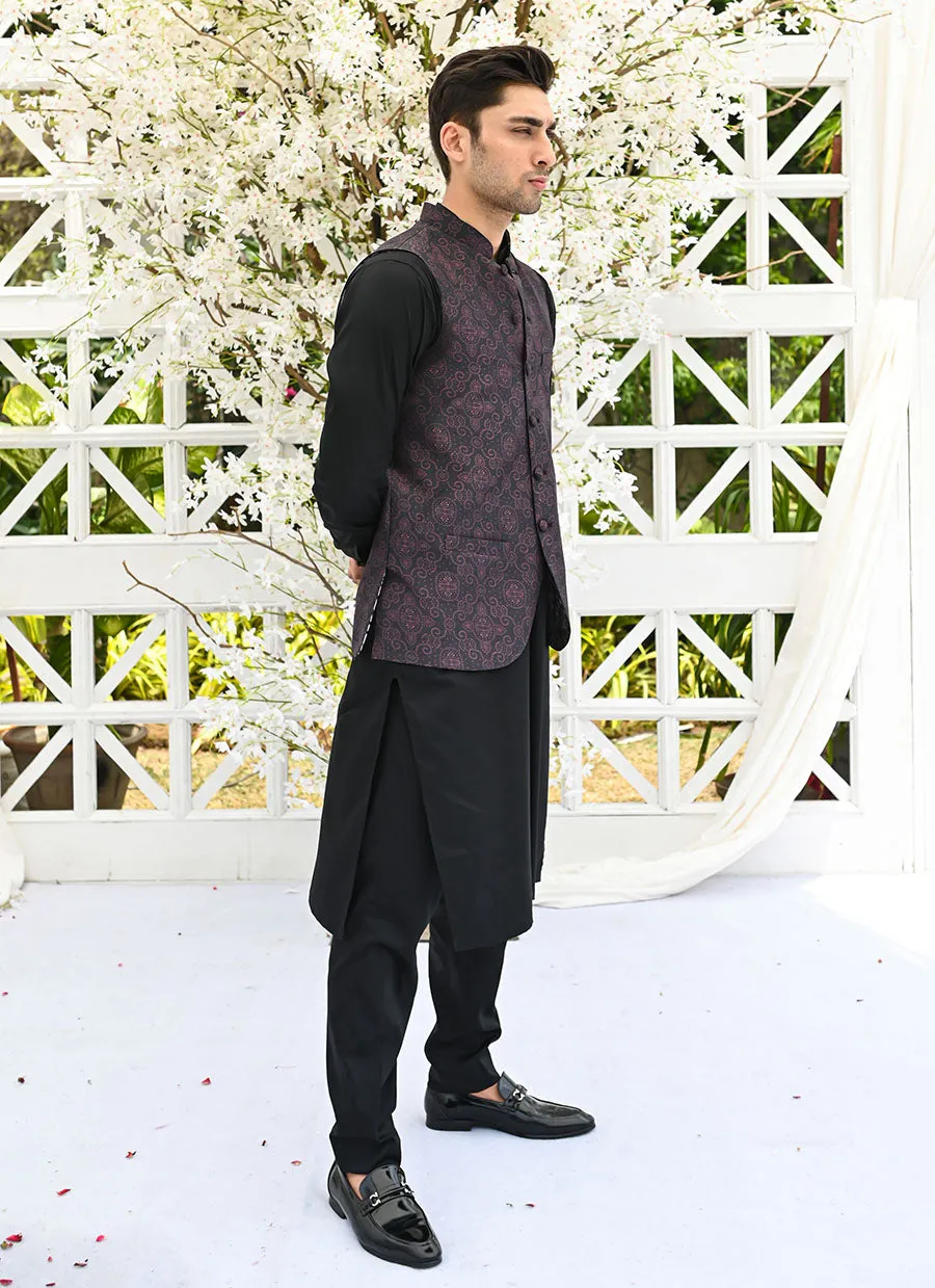 Leila Black printed waistcoat