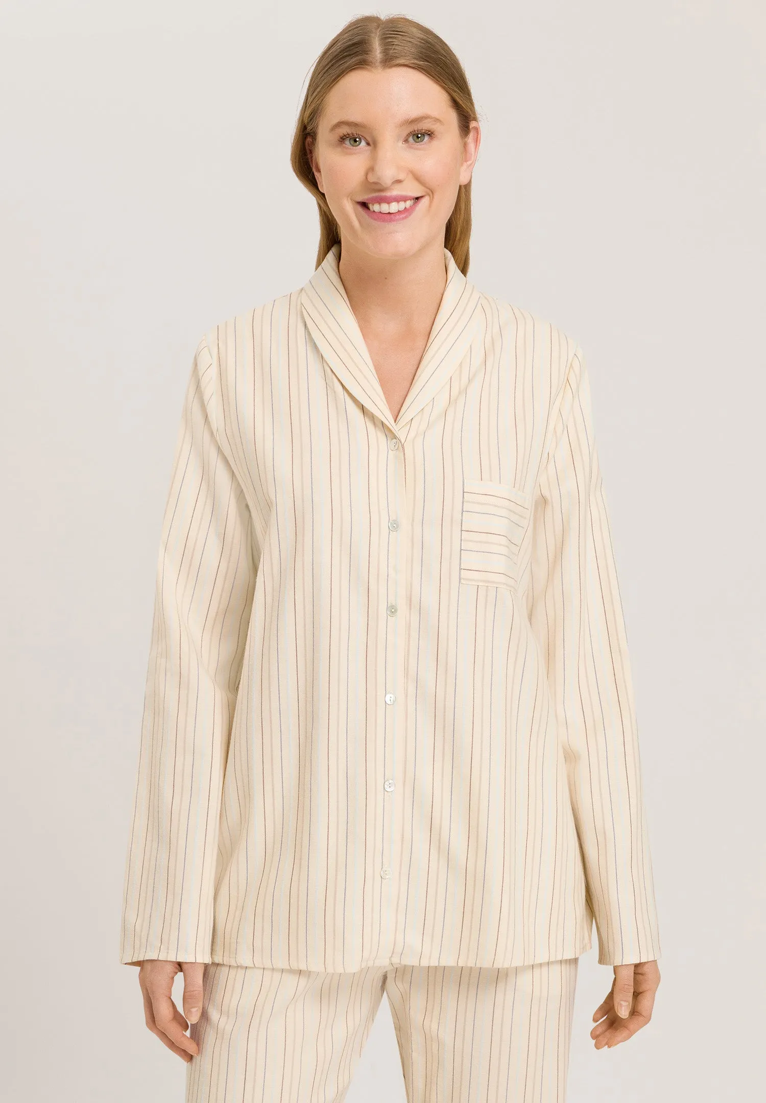 Loungy Nights Cotton Shawl Collar Shirt | Multicolor Stripe 74967-2395
