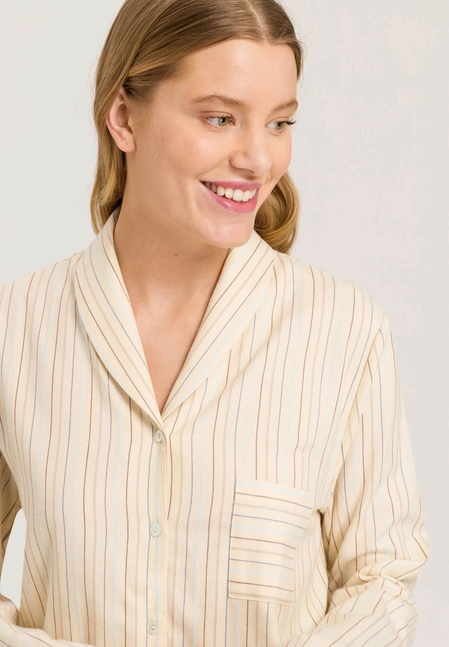 Loungy Nights Cotton Shawl Collar Shirt | Multicolor Stripe 74967-2395
