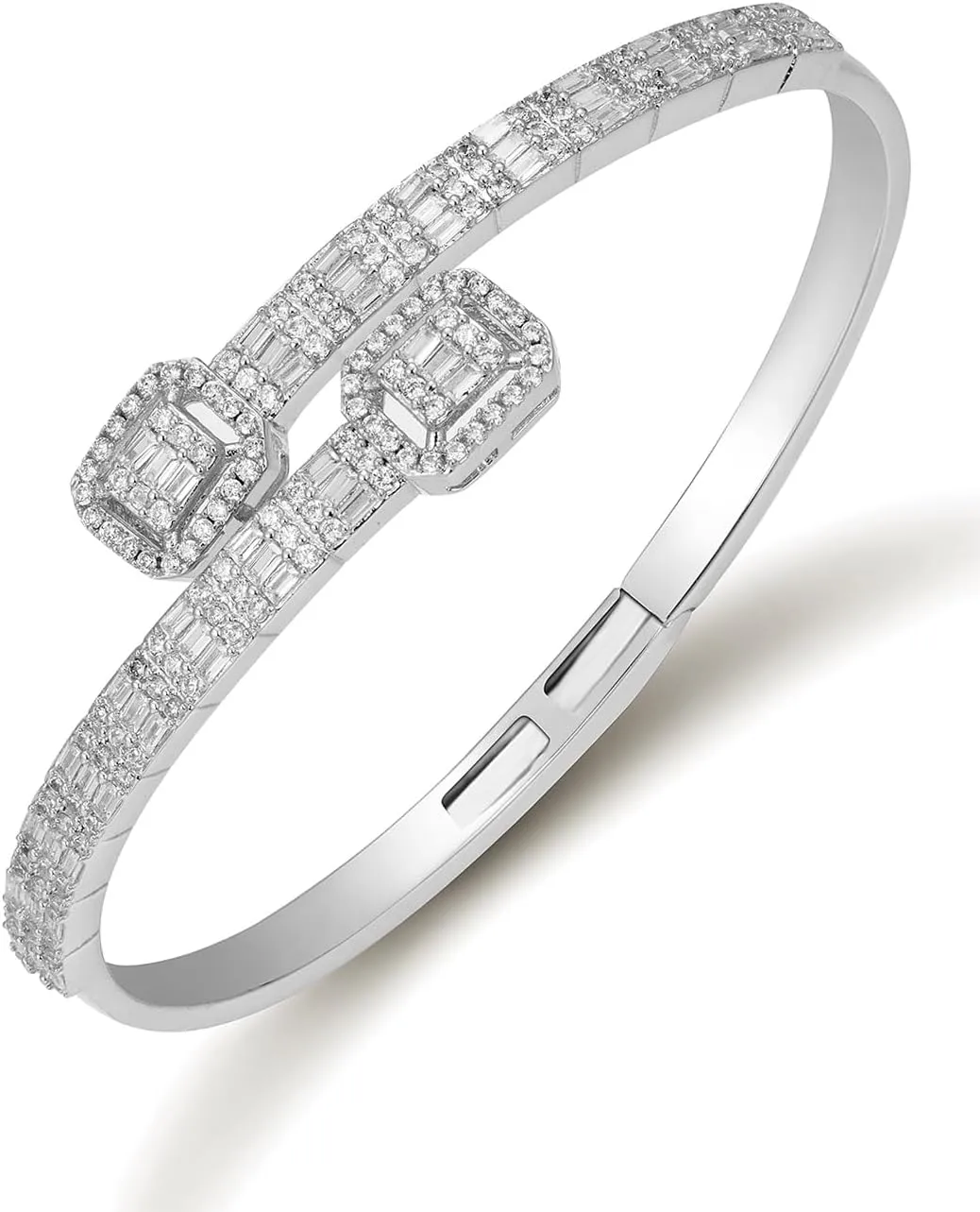 LuxeFlex Iced Out Diamond-Studded Butterfly Cuff Bracelet for Women, Men, and Teen Girls - 14K Gold Plated Bangle with Baguette CZ Stones, Perfect Birthday or Graduation Jewelry Gift for Best Friends