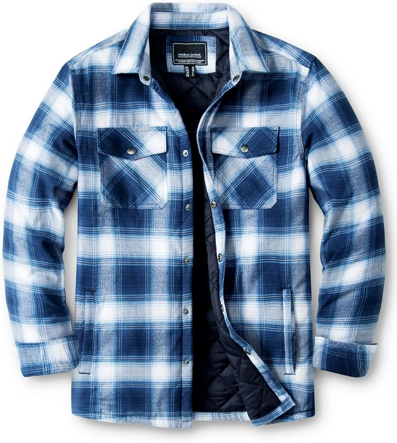 MAGNIVIT Mens Flannel Shirt Jacket Plaid Quilted Lined Coat Button Down Shirts Jacket Casual Winter Coat with Pocket