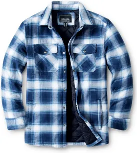 MAGNIVIT Mens Flannel Shirt Jacket Plaid Quilted Lined Coat Button Down Shirts Jacket Casual Winter Coat with Pocket
